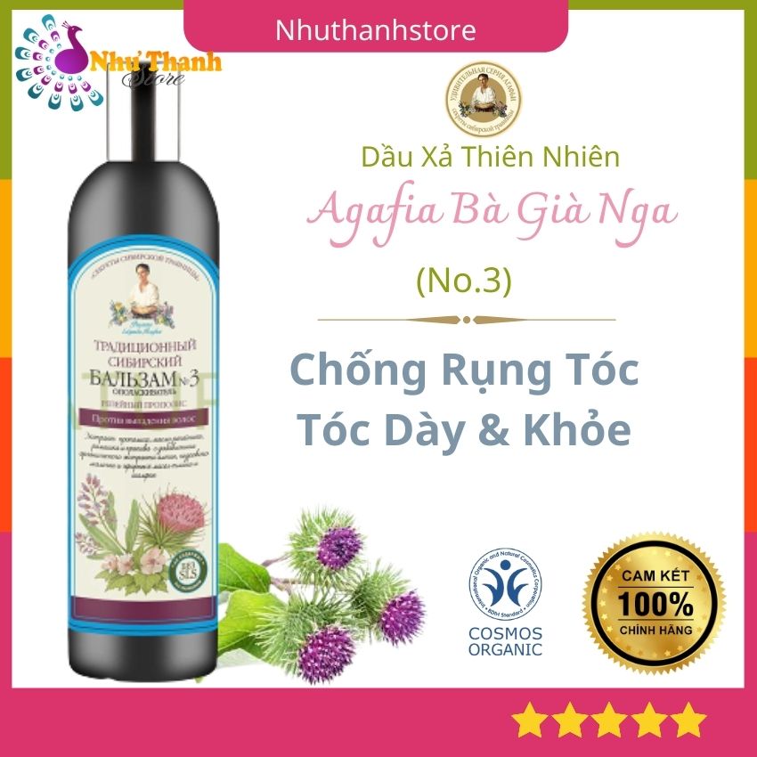 [Thiên Nhiên] Dầu Gội - Xả Agafia No.3 Chống Rụng Tóc Chẻ Ngọn, Làm Cho Tóc Dày Khỏe Keo Ong Cây Ngưu Bàng Bà Già Nga 550ml - Nhuthanhstore