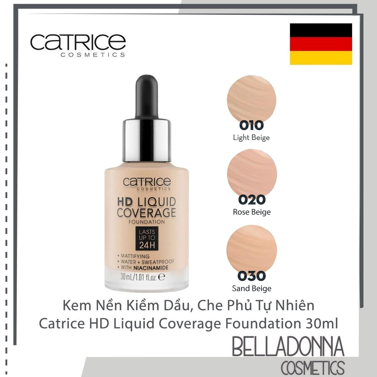 Kem Nền Kiềm Dầu, Che Phủ Tự Nhiên Catrice HD Liquid Coverage Foundation 30ml