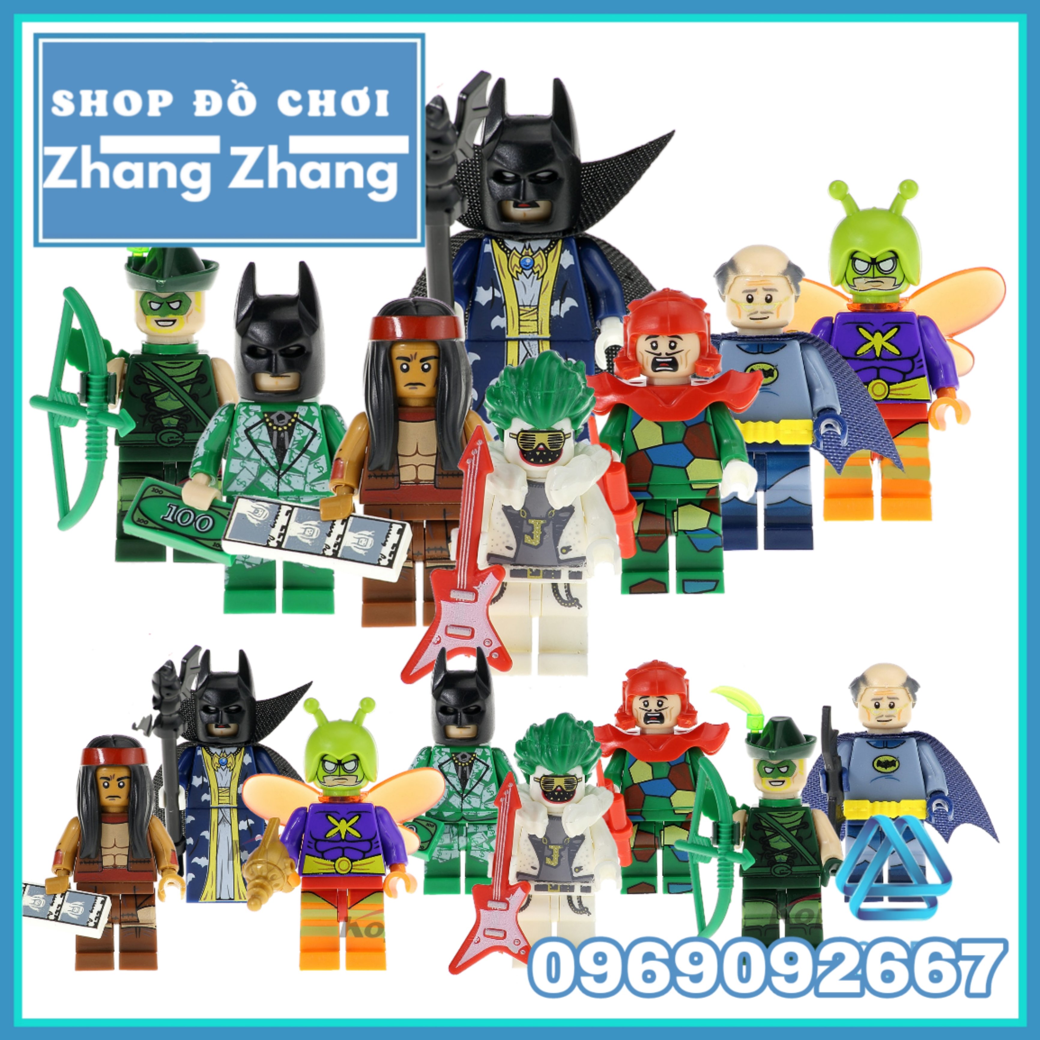FREESHIP MAX] Đồ chơi Xếp hình Batman Green Arrow Joker Apache Crazy Quilt  Killer Moth Gotham Lego Minifigures POGO PG8110 [Shop Đồ Chơi Zhang Zhang]  