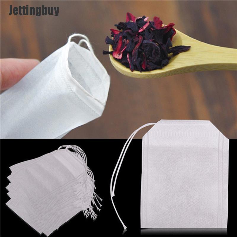 Jettingbuy 100pcs Empty Teabags String Heat Seal Filter Paper Herb Loose Tea Bag 5.5 x 7cm
