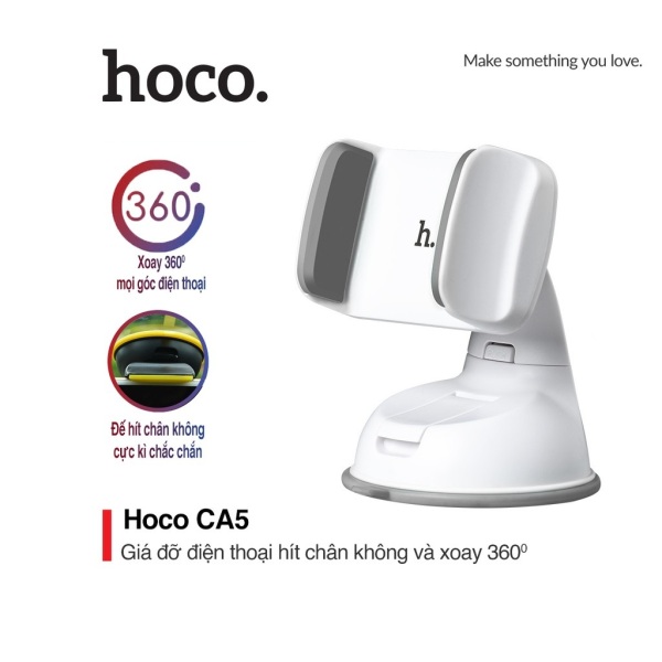 Giá đỡ Hoco CA5 kẹp điện thoại di động trên xe hơi xoay 360 độ đế hít chân không