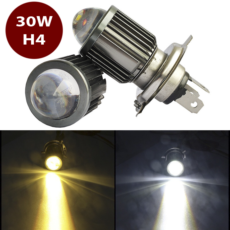 Bóng LED Bi Cầu 30w H4 Cos sáng Vàng - Pha sáng Trắng