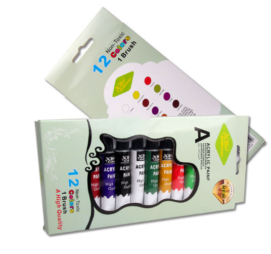 Bộ 12 màu acrylic dạng tuýp (12ml, hộp giấy)