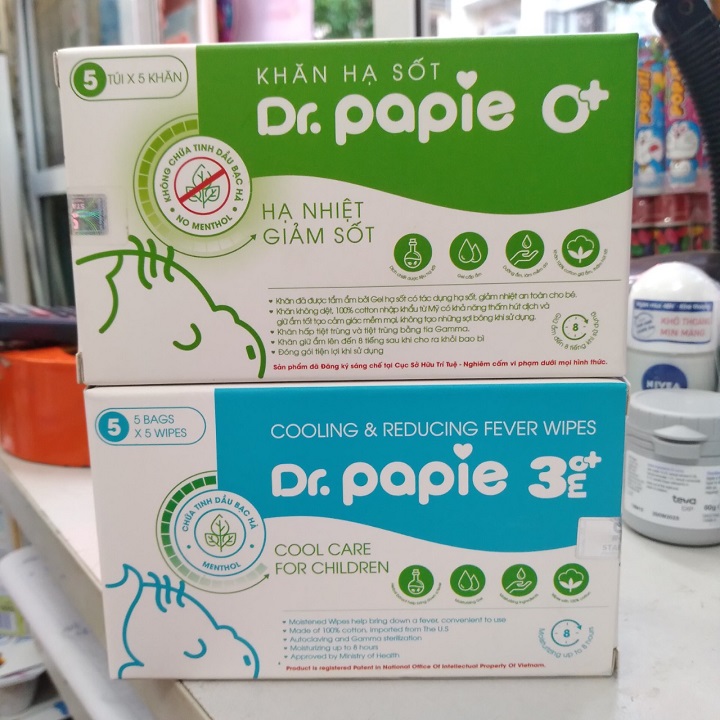 KHĂN LAU HẠ SỐT DR PAPIE 25 TỜ