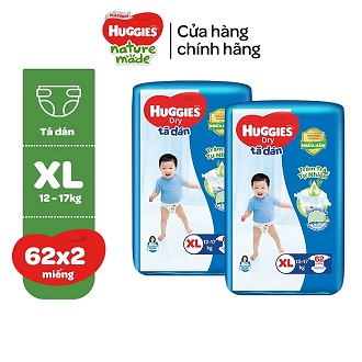 [FREESHIP] [tặng 1 gói khăn ướt Huggies] Tã dán Huggies tràm trà tự nhiên size XL62