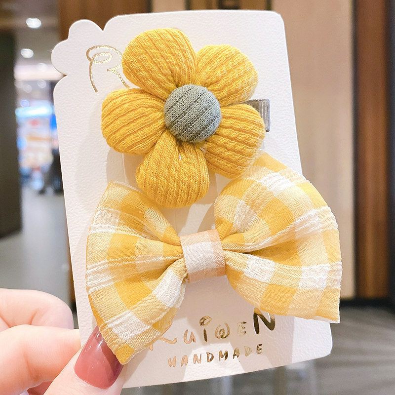 Set 2 kẹp tóc công chúa bé gái hàn quốc hình hoa và nơ mẫu mới 2021