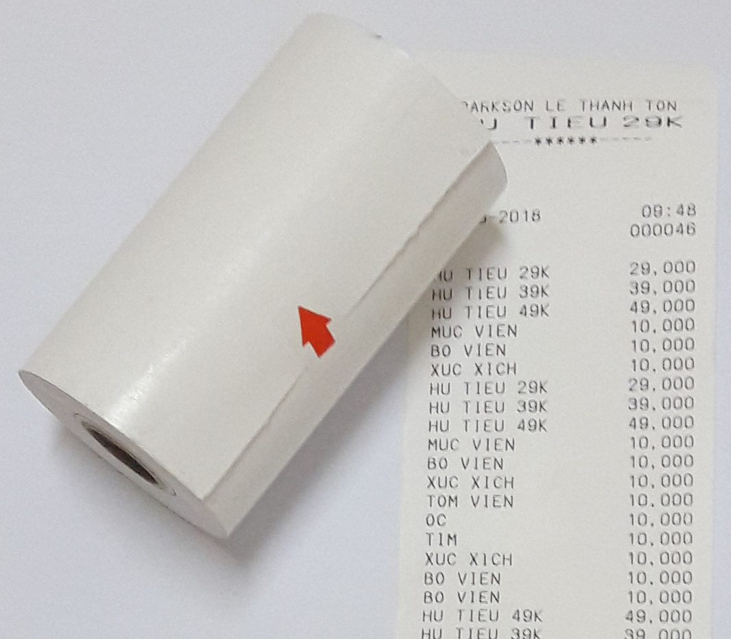 10 Cuộn Giấy K80 Phi 65 Dùng Cho Máy In Nhiệt (K80x65 mm)