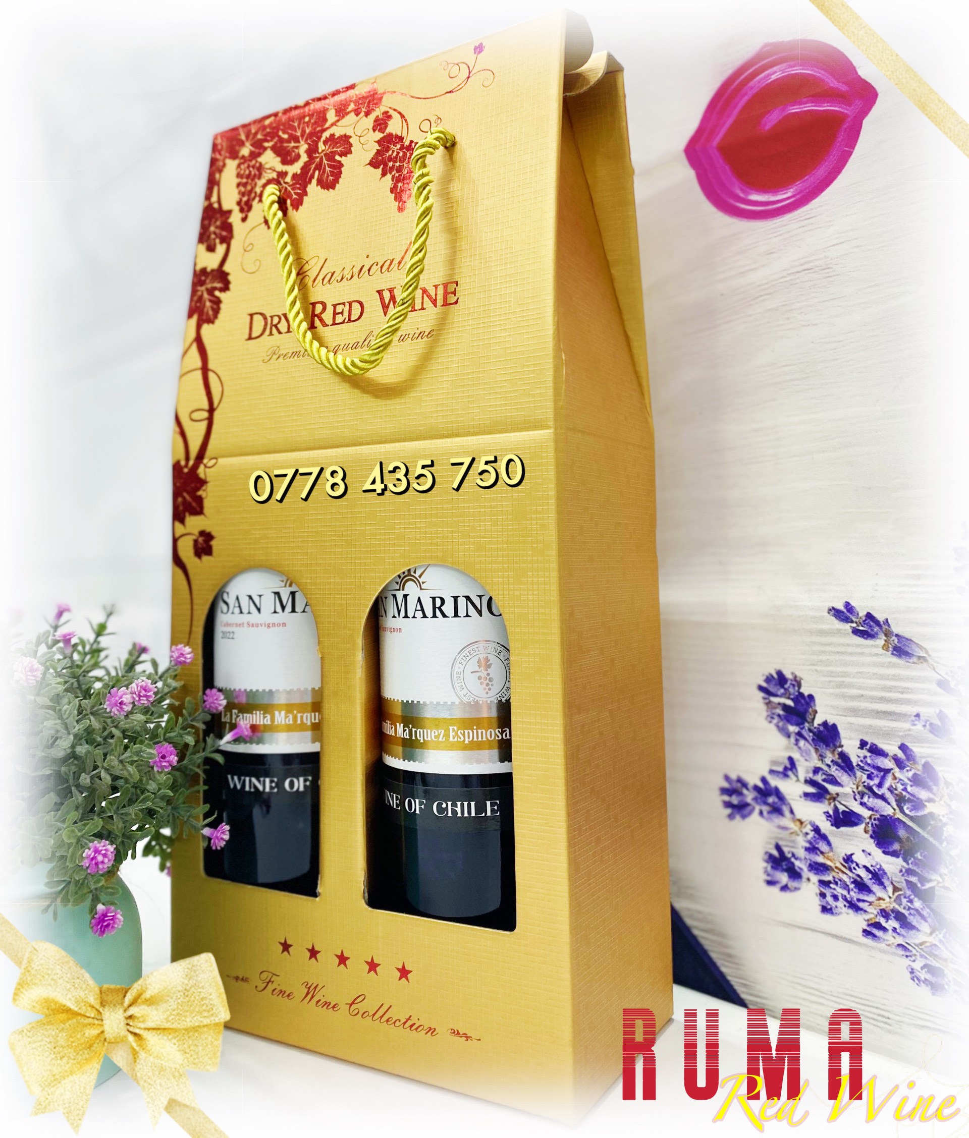 Set 2 chai vang chile San Marino Cabernet - TG