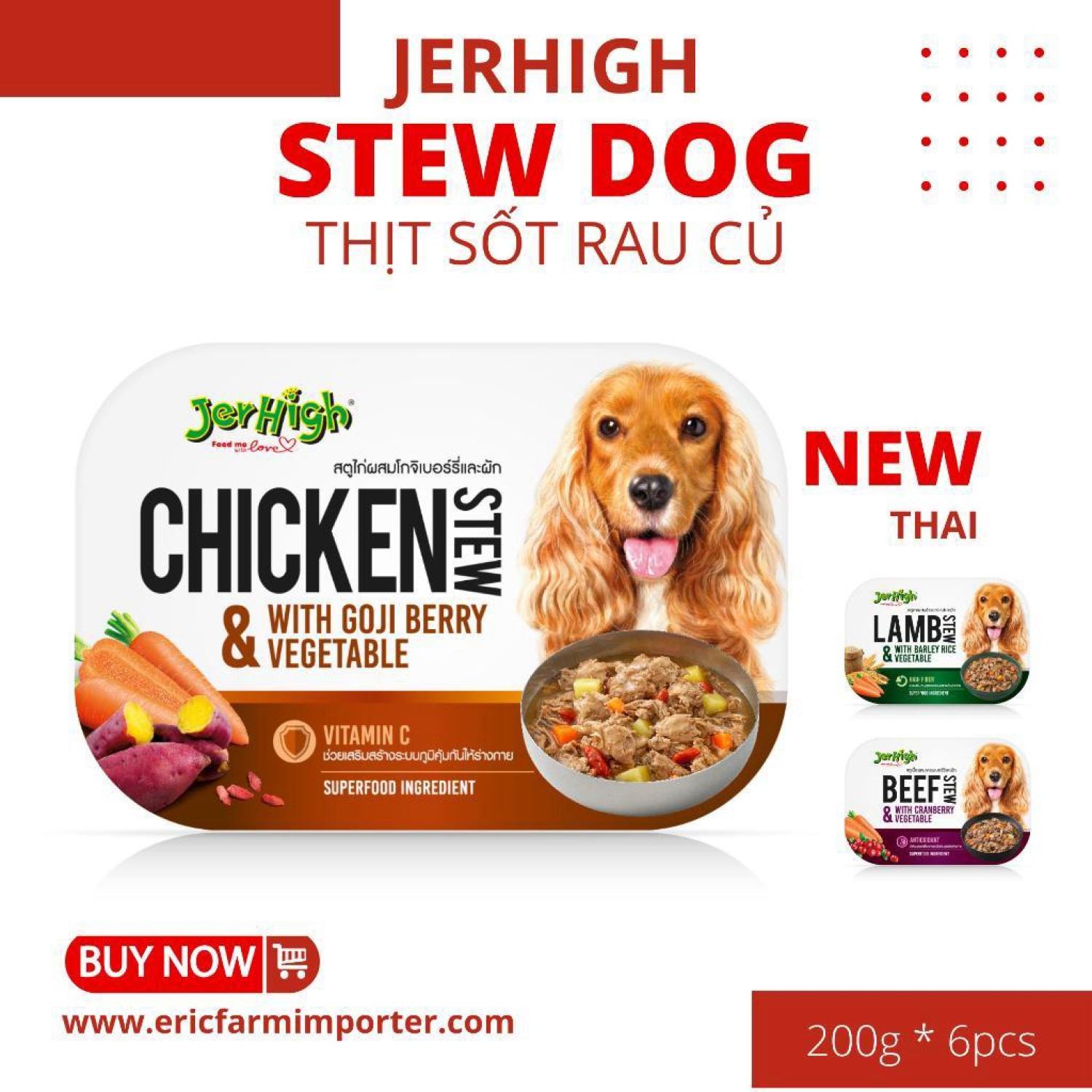 Thịt Hầm Sốt JerHigh thá¡ Lan 200g 🐶 FREE SHIP 🐶 Thức Ăn Trộn Hạt, Cơm Cho Chó Cao Cấp