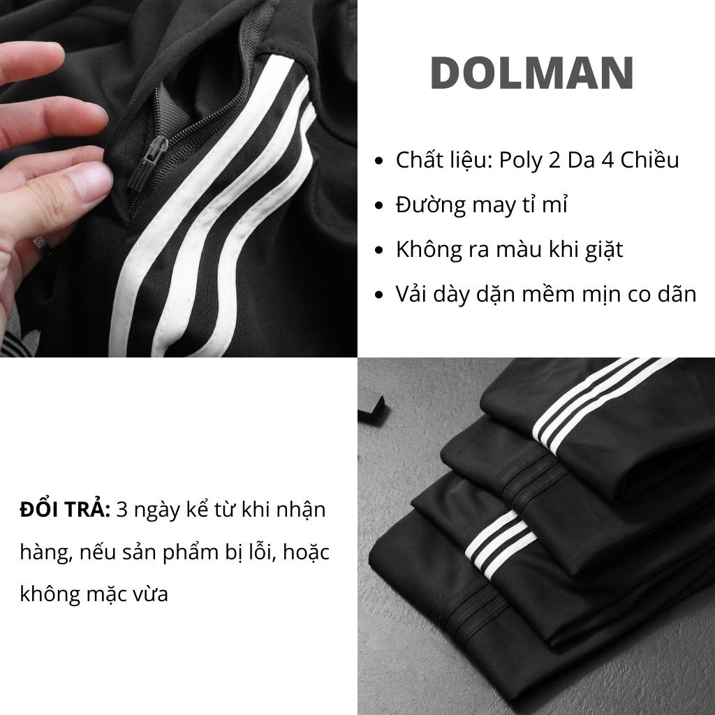 Quần Thể Thao Nam Nữ 3 Sọc Vải Thun Poly 2 Da Mịn Co Giãn DOMAN QDN03