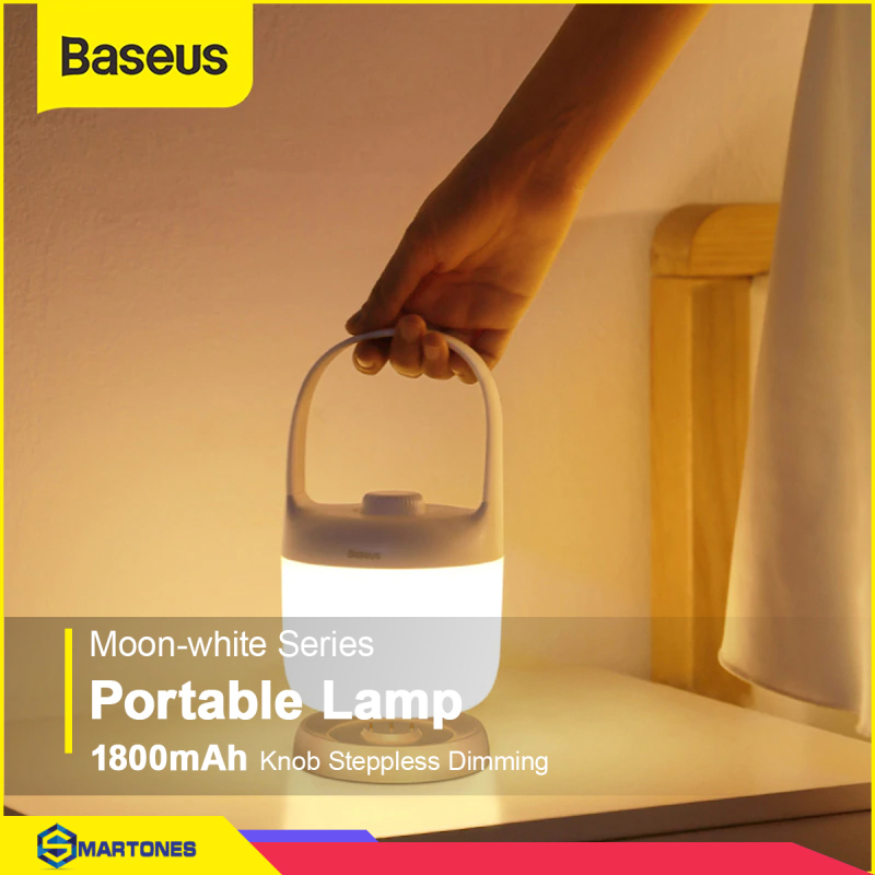 Đèn ngủ Baseus Dimizable LED Night, thiết kế có thể cầm mang theo, pin 1800mah, đế sạc thông minh tích hợp cổng USB sạc cho điện thoại