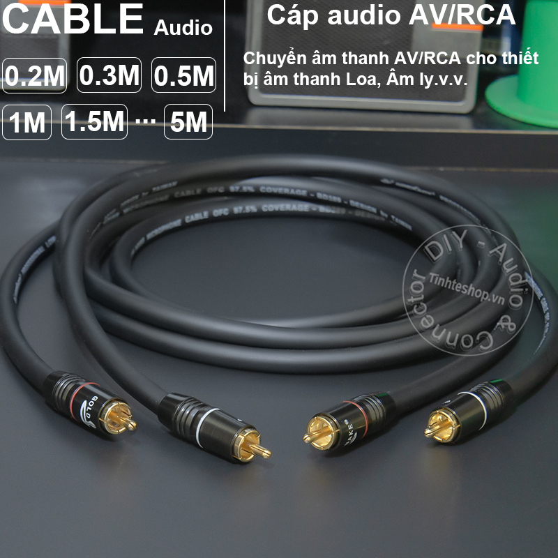 Dây av 2 đầu 1 cặp diy 0.2 đến 10 mét - cáp rca 2 ra 2