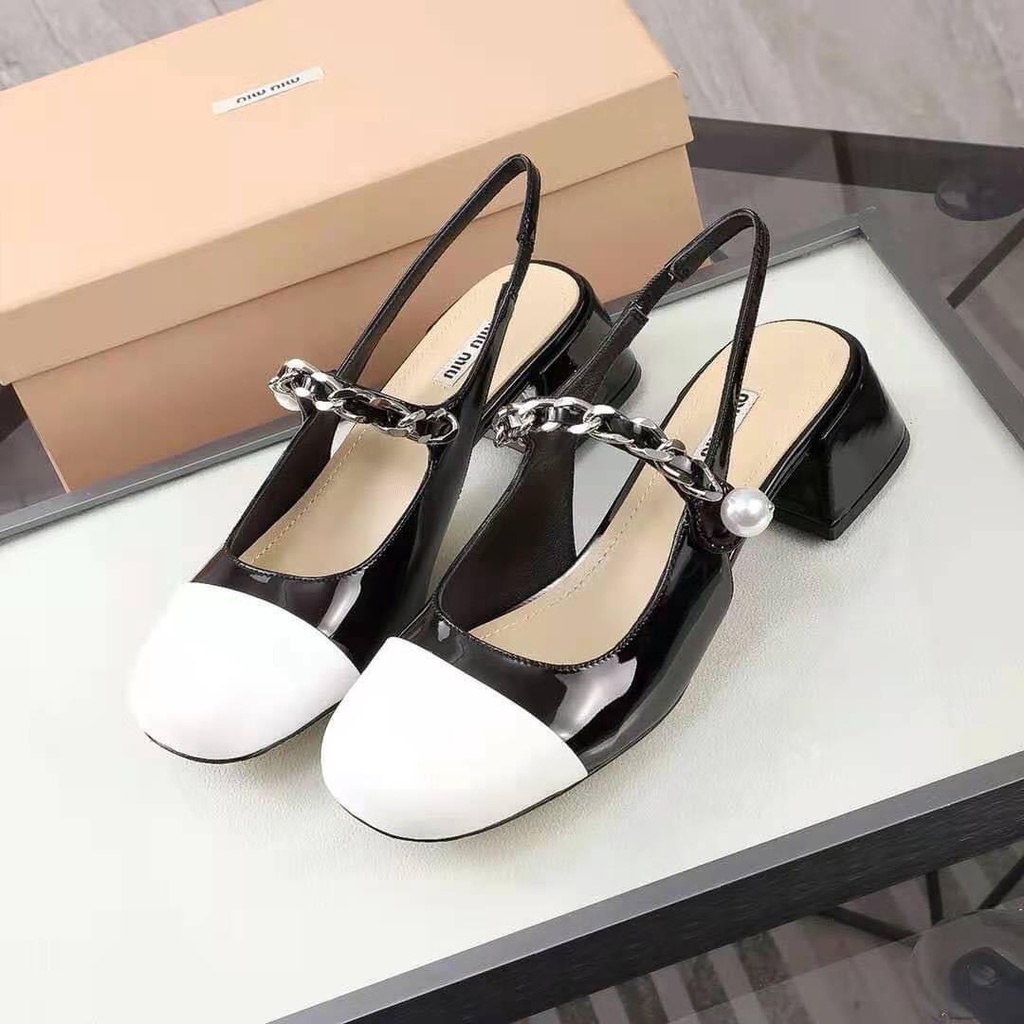 Giày cao gót nữ bít mũi quai ngọc gót cao 7p