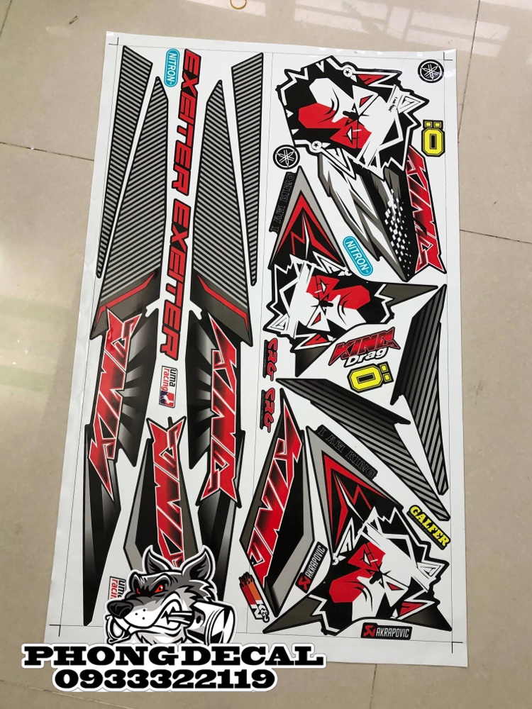 Tem Rời Exciter 150 King Drag Đỏ Đen