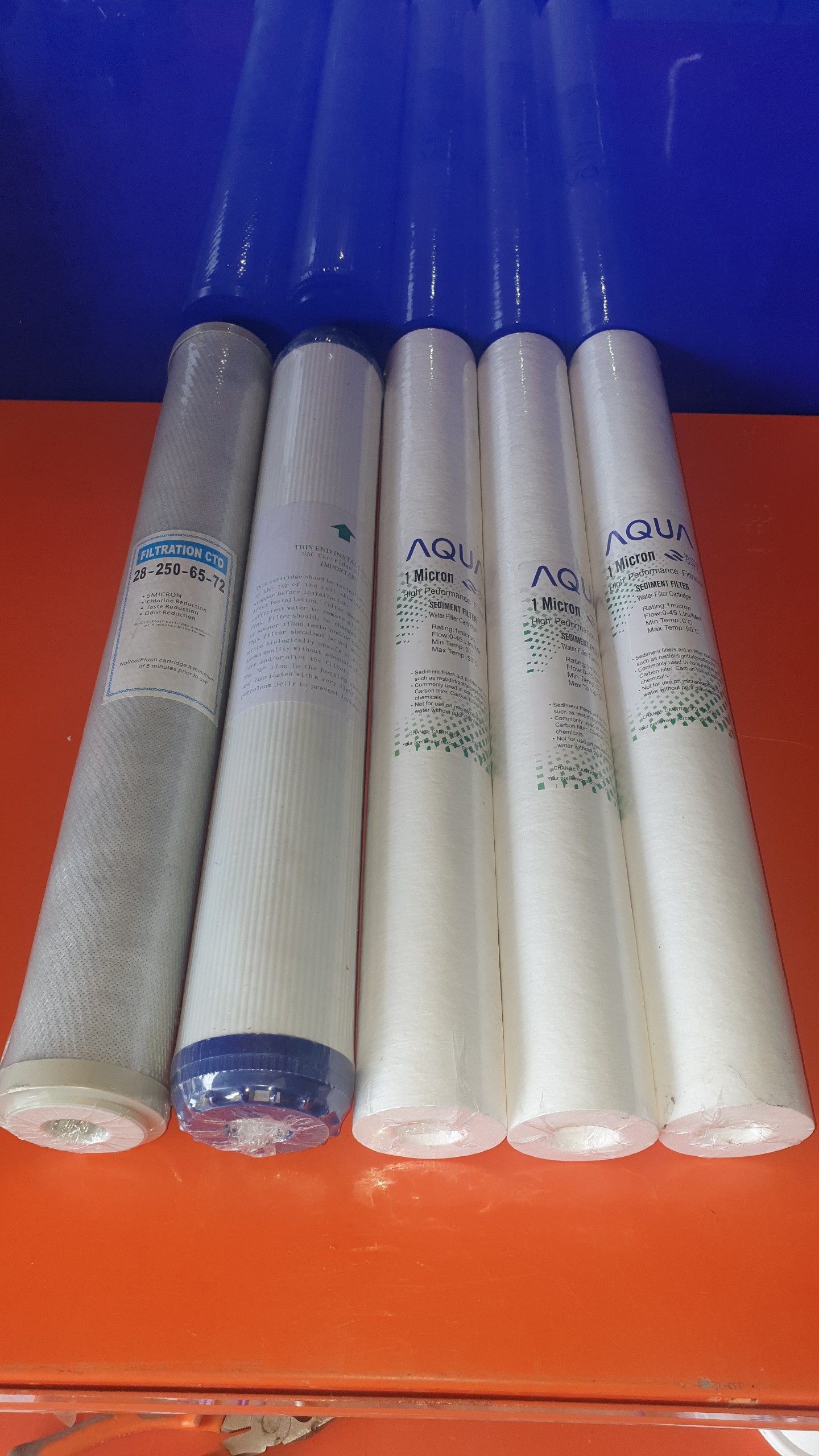 Combo bộ 5 lõi lọc nước 20inch (Gồm 3 số 1+1 số 2+1 số 3)