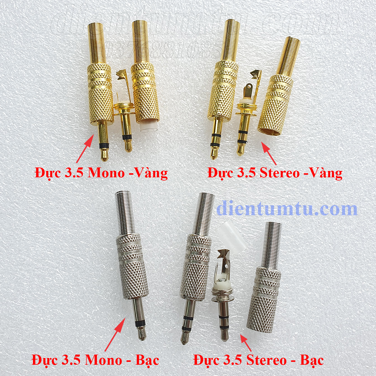 Jack âm thanh 2.5 3.5 Mono Stereo, Jack audio đực / cái