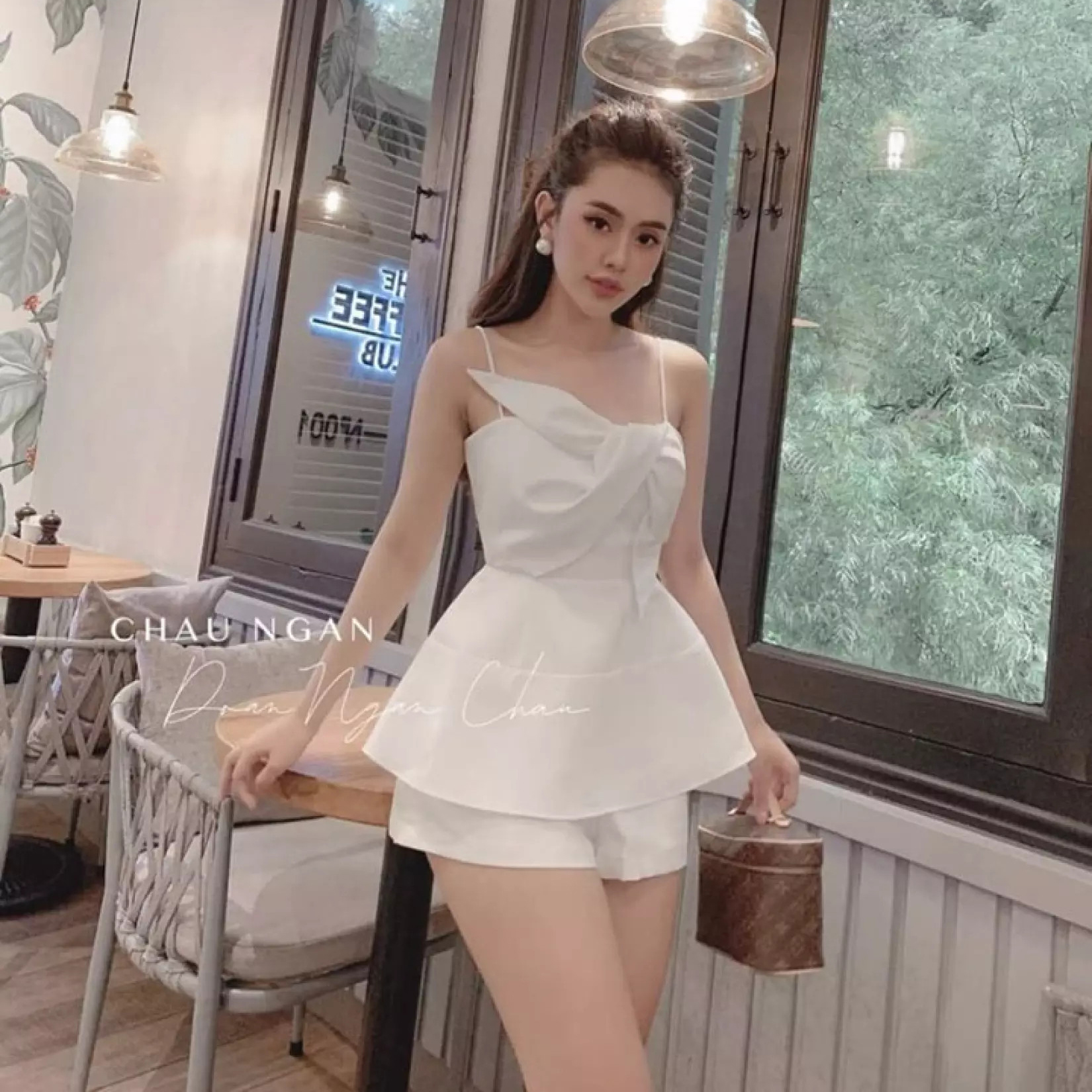 Sét Bộ 2 Dây Bèo Nơ Ngực ( Có Mút ) Thời Trang Nữ