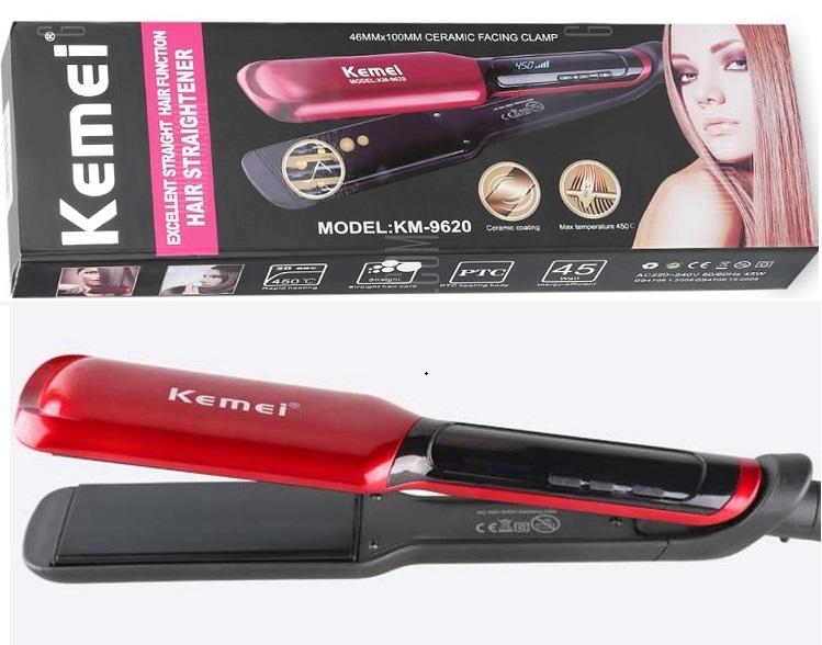 [HCM]Máy Duỗi Tóc Chuyên Nghiệp Bản Lớn Điều Chỉnh Nhiệt Độ Màn Hình LCD Cao Cấp Kemei KM 9620 - Hàng Nhập Khẩu