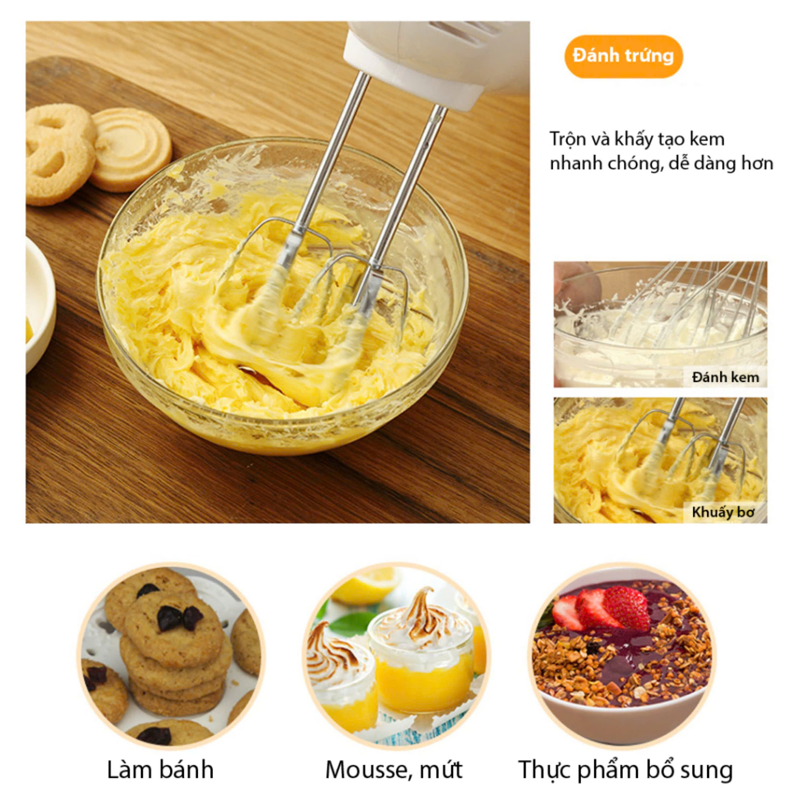 Máy đánh kem chesee - đánh trứng Netmego N38D 300W