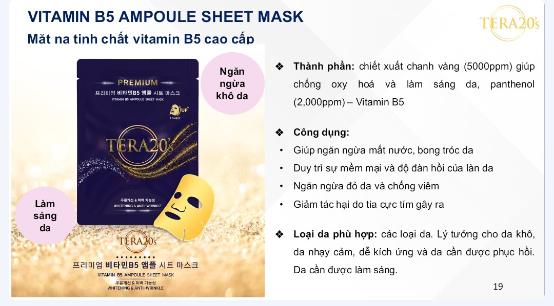 Mặt nạ tinh chất Vitamin B5 cao cấp TERA20's