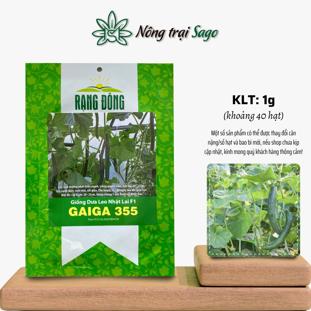 Hạt giống Dưa Leo Nhật Lai F1 Gaiga 355 (0,5g~20 hạt) cây sinh trưởng mạnh, trồng quanh năm, hiệu Hạt giống Rạng Đông - Nông Trại Sago