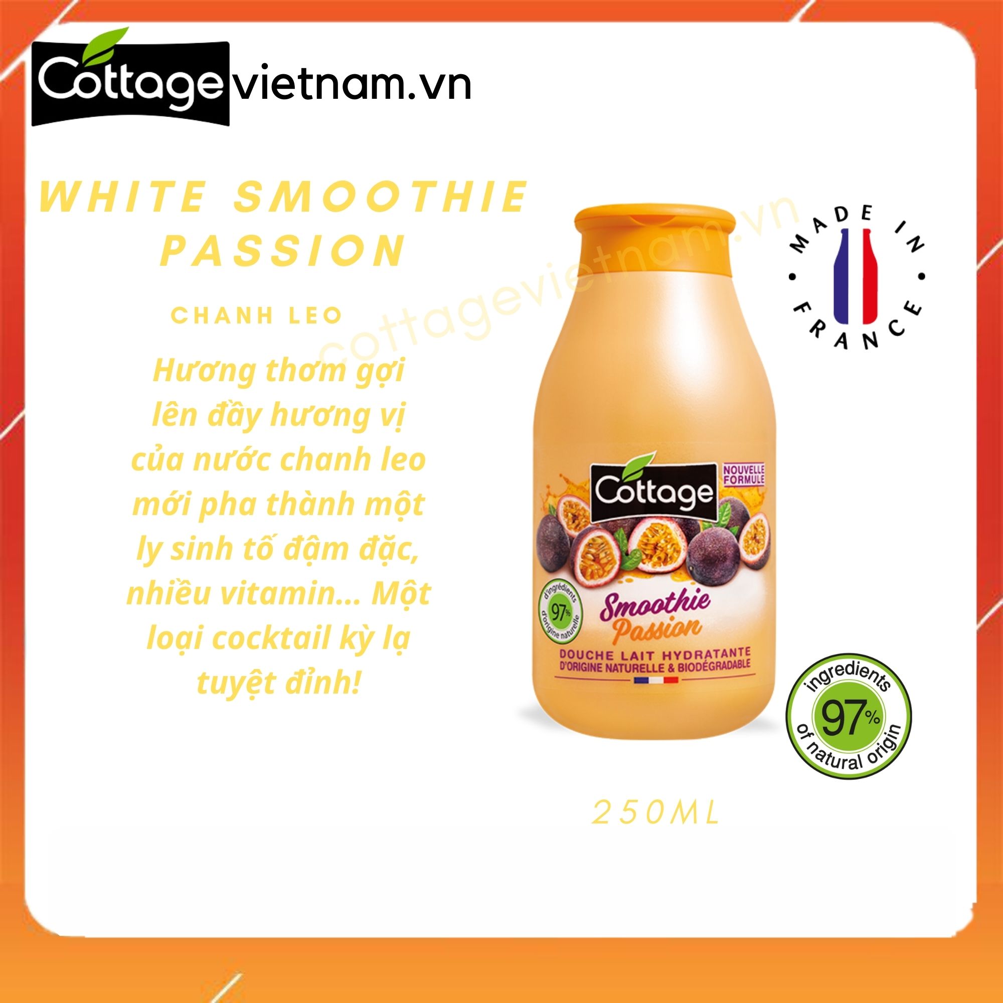 [Chai nhỏ 250ml-Đủ mùi]-Sữa tắm Cottage chính hãng của Pháp