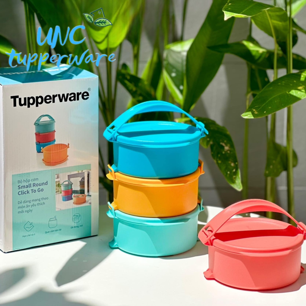 [Nhập RS0822 giảm 30k cho đơn 99k]Bộ hộp cơm Tupperware Small Round Click To Go 550ml - Màu mới