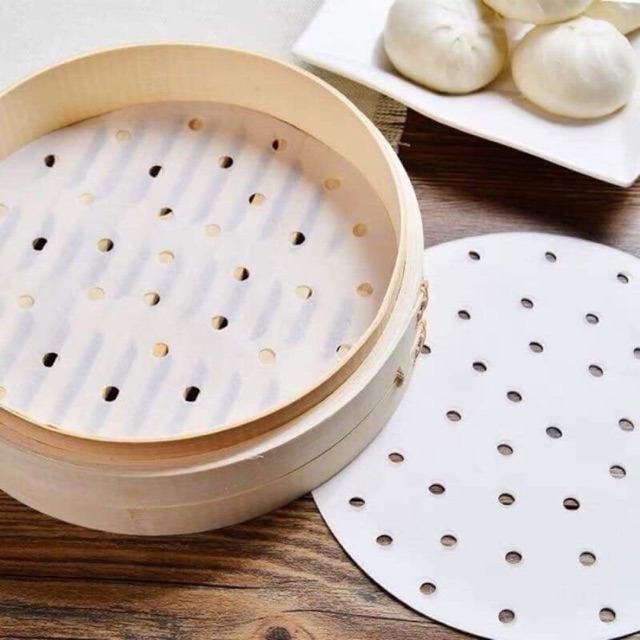 Giấy nến đục lỗ lót nồi chiên không dầu, nướng và hấp thực phẩm size 10 đến 30cm (50 tờ)