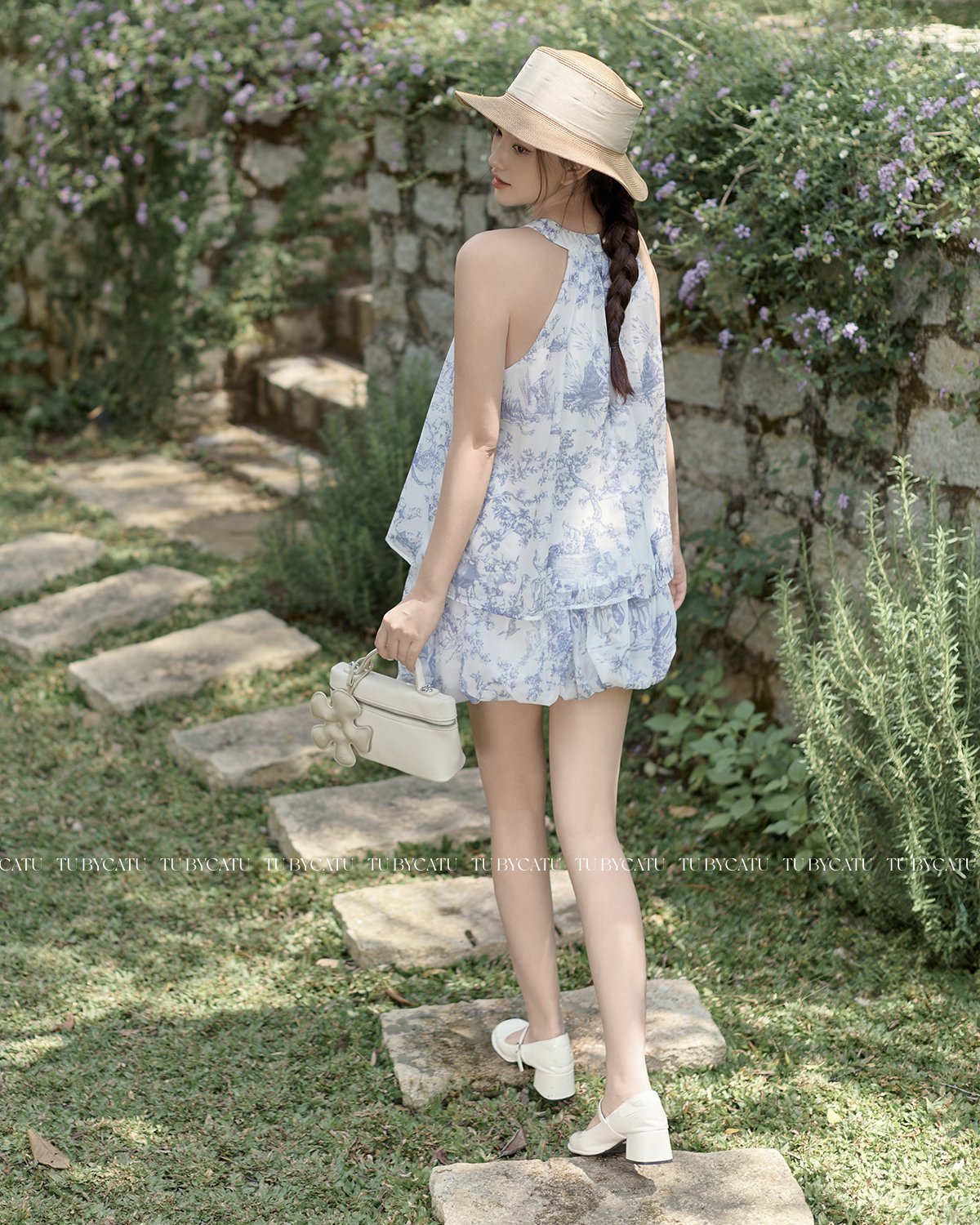 TUBYCATU | Set áo yếm và quần pattern pink/ blue