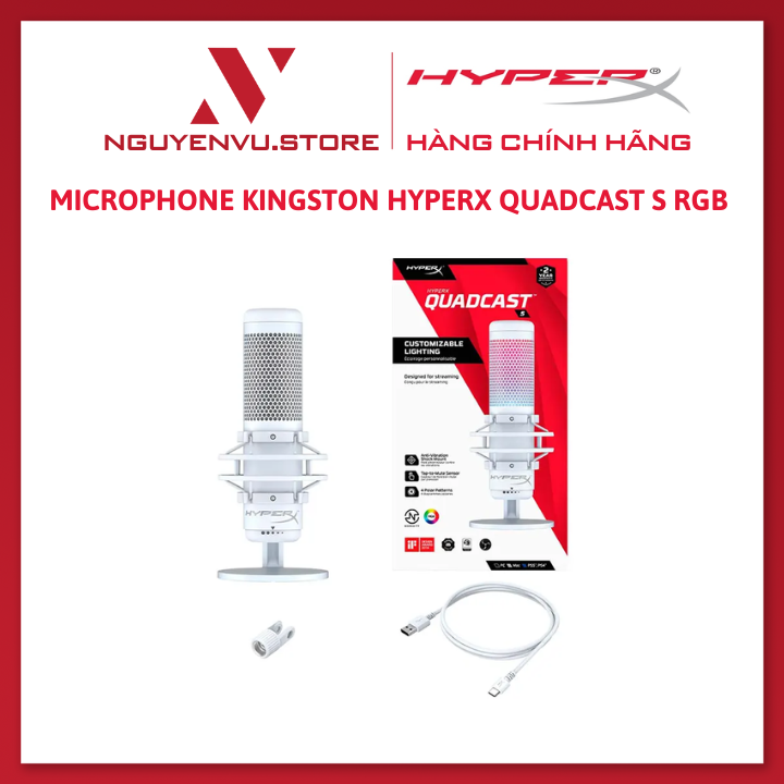 Microphone Kingston HyperX QuadCast S RGB - Hàng Chính Hãng