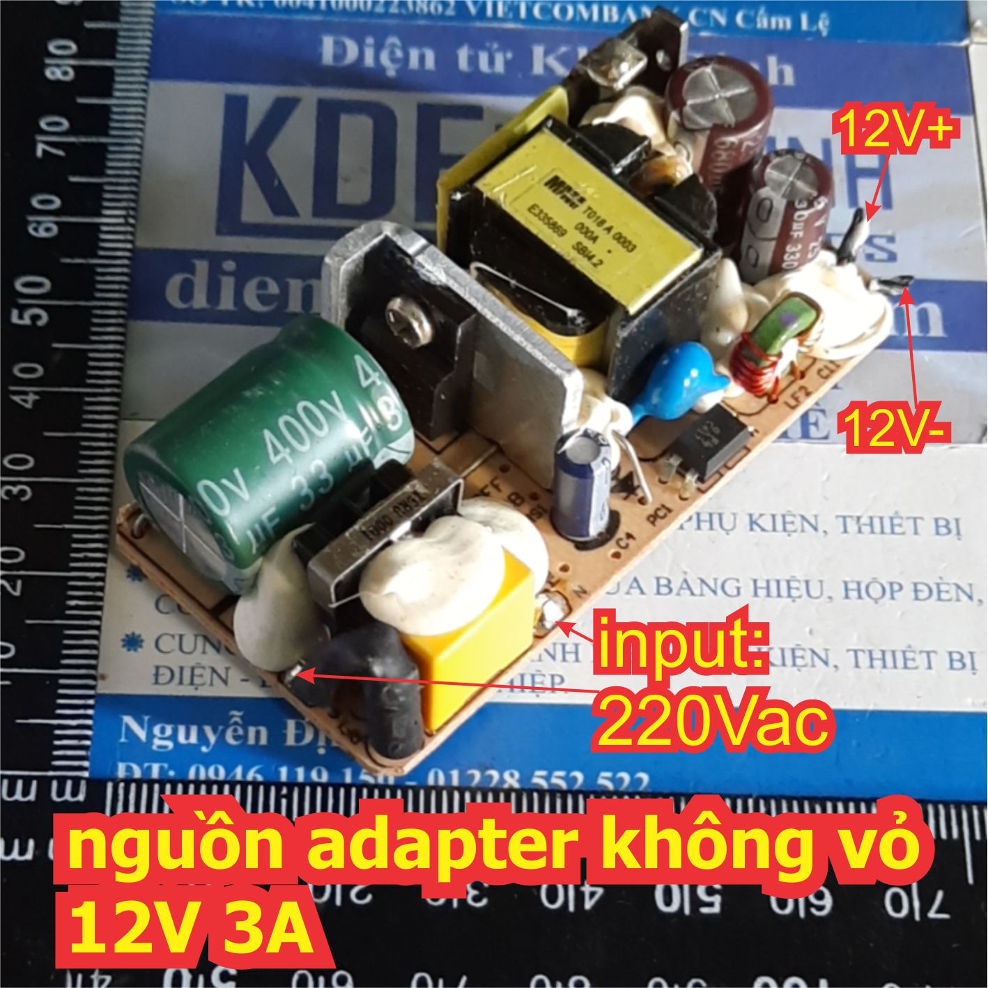 Nguồn Adapter 12V 12Vdc 3A 3000mA không vỏ kde1625