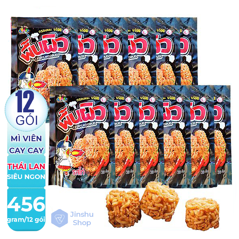[ ĂN THẬT NGON THẬT THÍCH ] Lốc 12 Gói Snack Mì Tôm Ăn Sống Vị Gà Cay Thái Lan 38gr (dạng viên) (Date: 24 tháng) - Giao ngẫu nhiên.-[ 12.12 Hot Deals ]