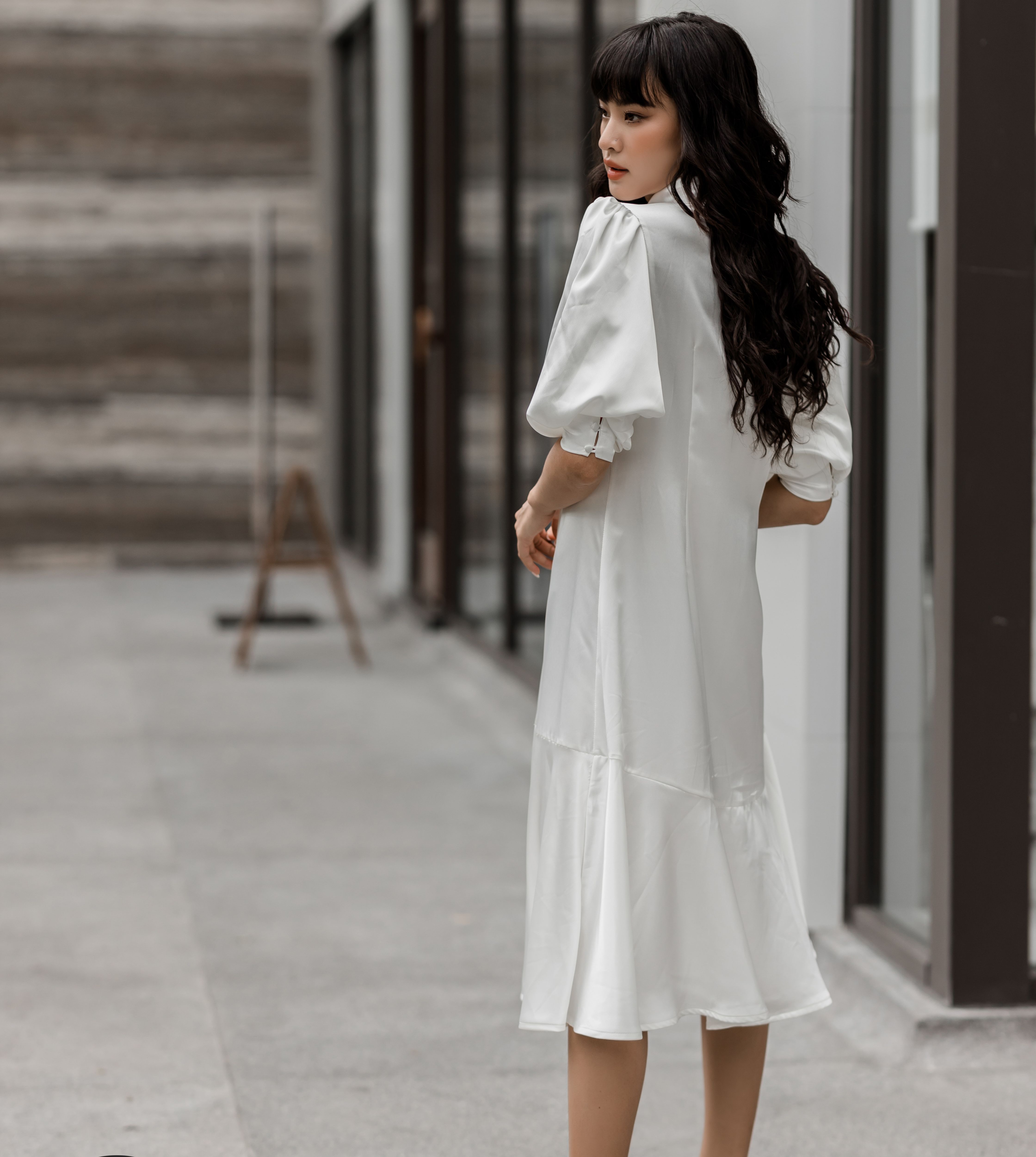 Đầm lụa sơ mi Leila Closet