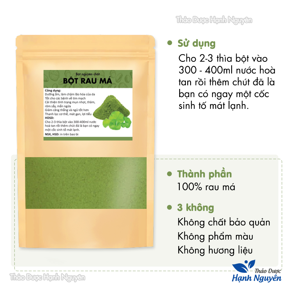 Bột rau má 100g, nguyên chất, sấy lạnh, nước uống detox, giảm cân, thanh nhiệt, ngừa mụn, đẹp da