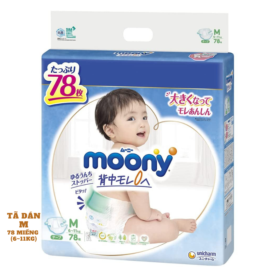 Bỉm - Tã Dán Moony Blue Jumbo size NB111/ S102/ M78/ L68 (siêu cộng miếng)