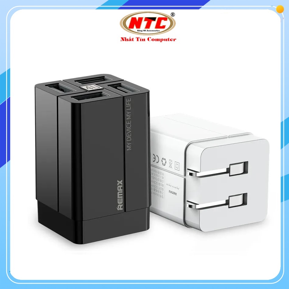 Cốc sạc 4 cổng remax rp-u43 output max 3.4a, chân gập tiện dụng - nhất tín computer
