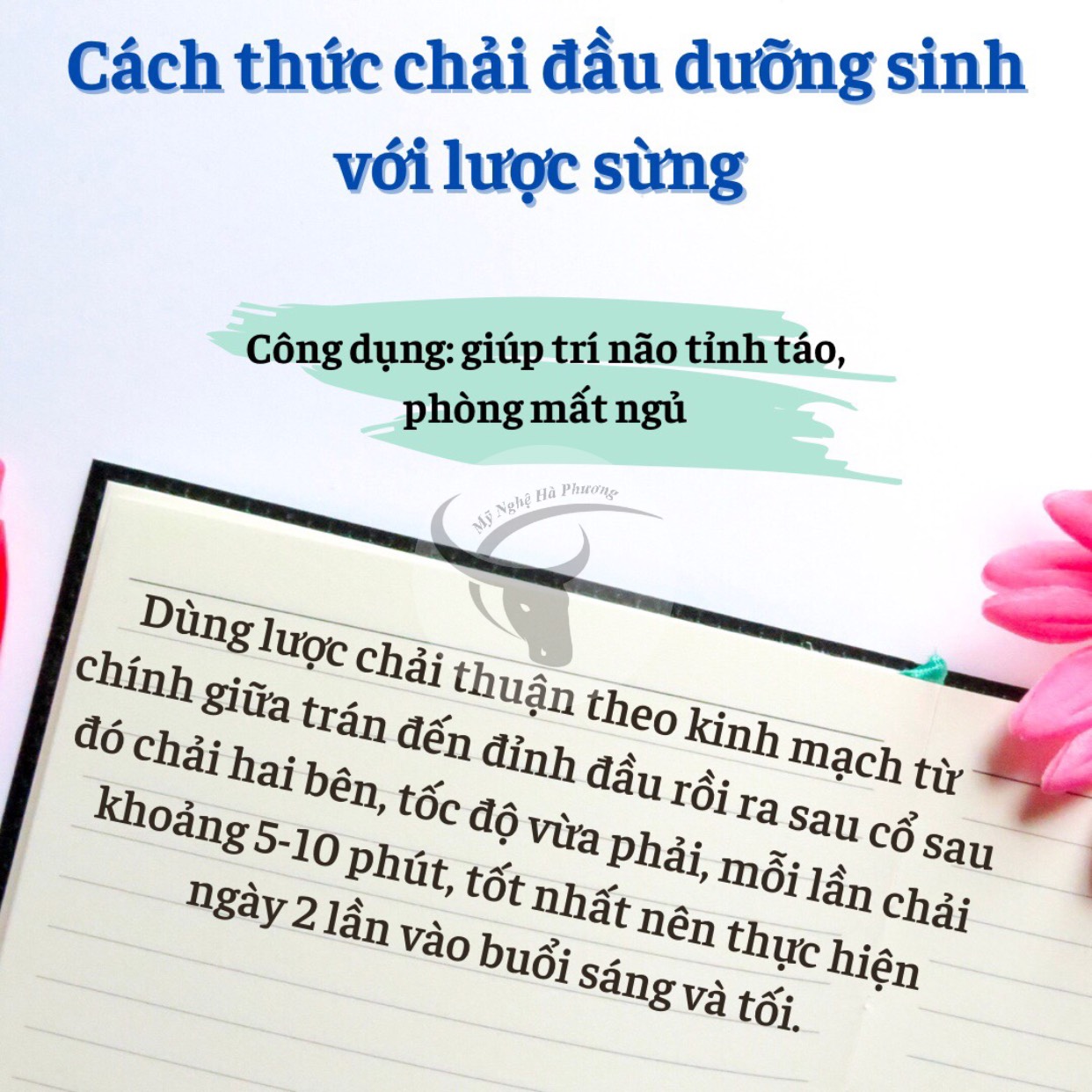 Lược sừng chuôi vát, chải tóc ngăn ngừa rụng tóc (size: L-20cm)