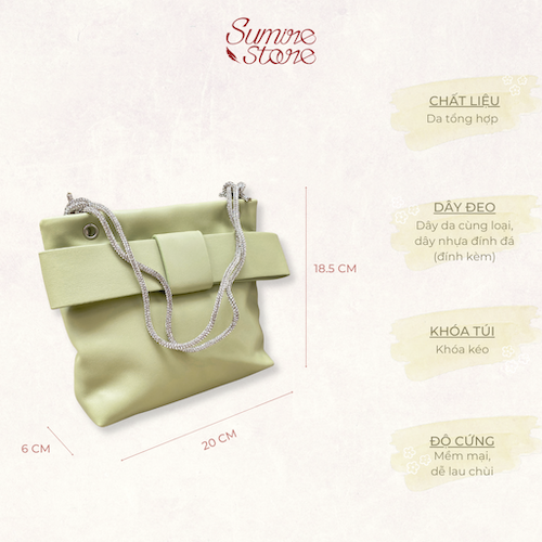 Sumire Store Túi xách nơ vuông xanh bơ