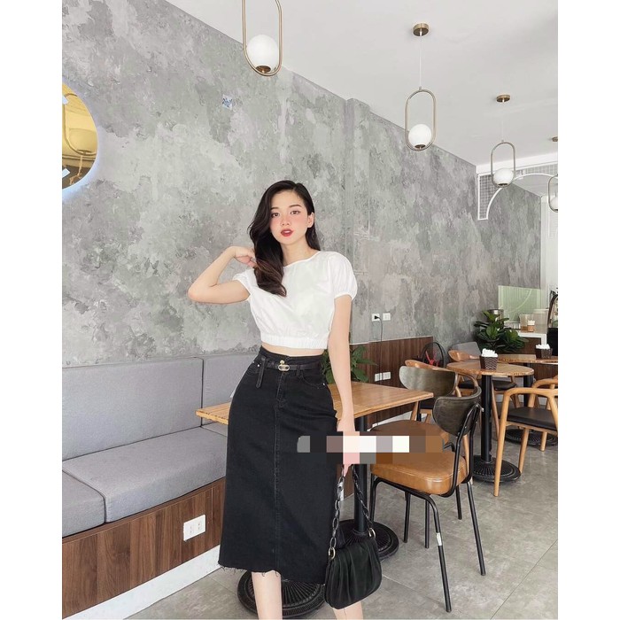 Áo Croptop Bo Eo Cổ Tròn Trẻ Trung