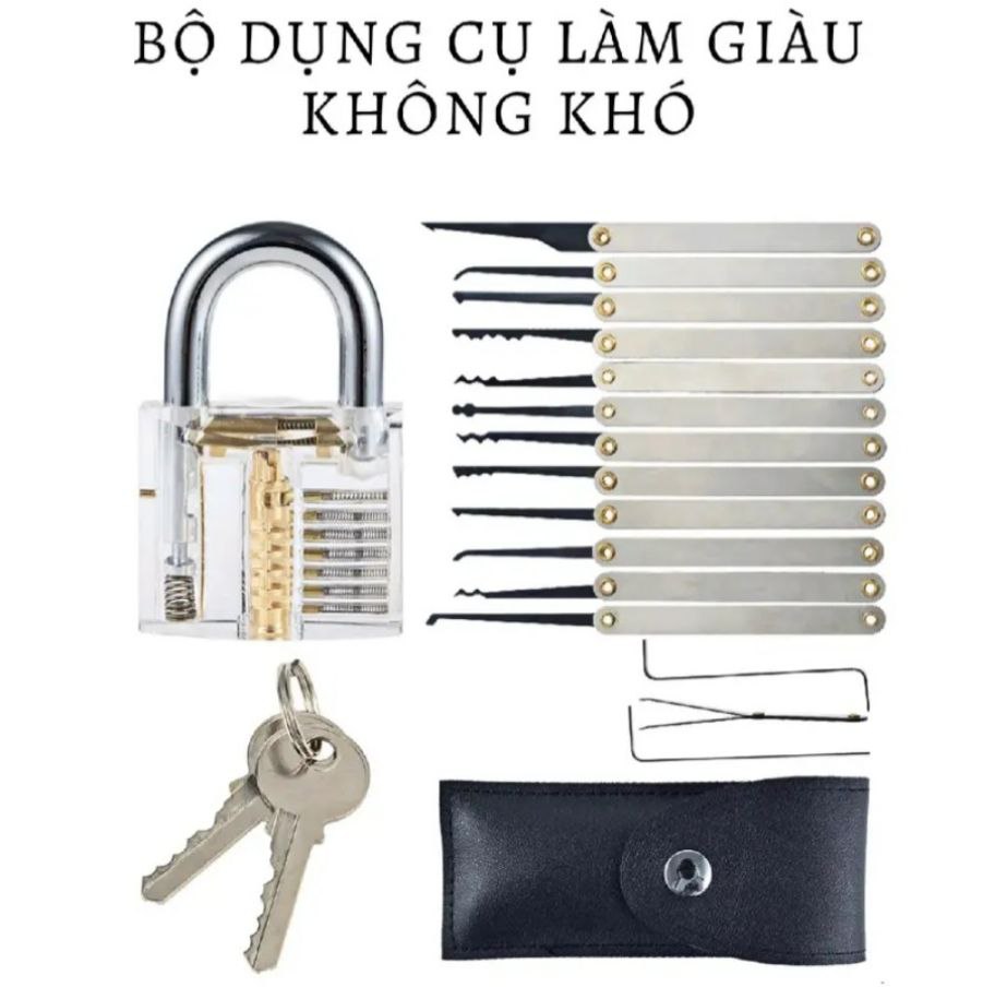 Bộ 15 dụng cụ mở khóa trong suốt cho người mới bắt đầu