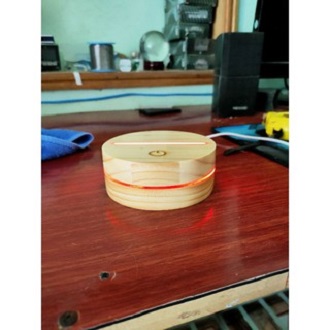 Đế gỗ đèn led 3d 16 màu có remote điều khiển