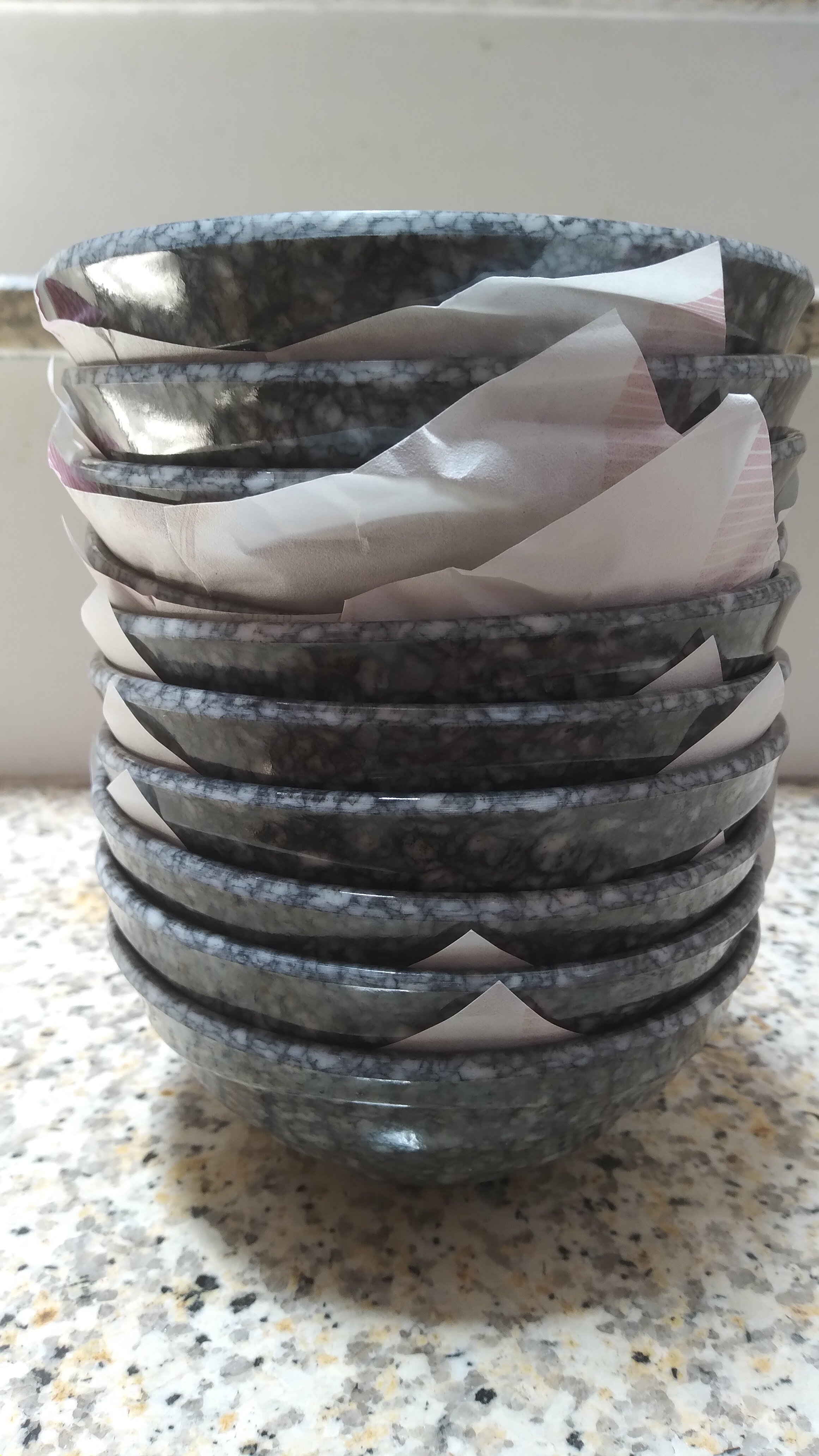 Chén(bát) cơm nhựa Melamine vân đá đen