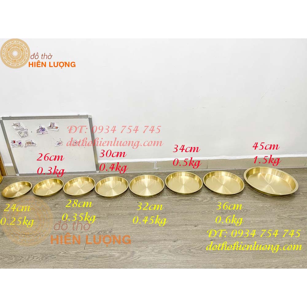 Đĩa đồng trơn đựng hoa quả đáy phẳng thờ cúng (giá 1 cái)