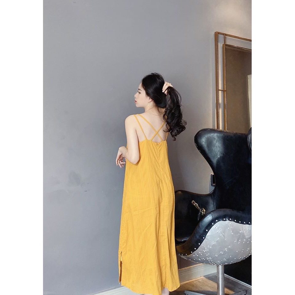 [HCM]Đầm bầu 2 dây maxi đi biển dễ thương