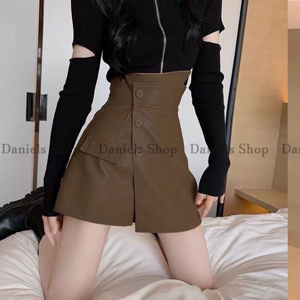 Quần short giả chân váy da nữ hot trend