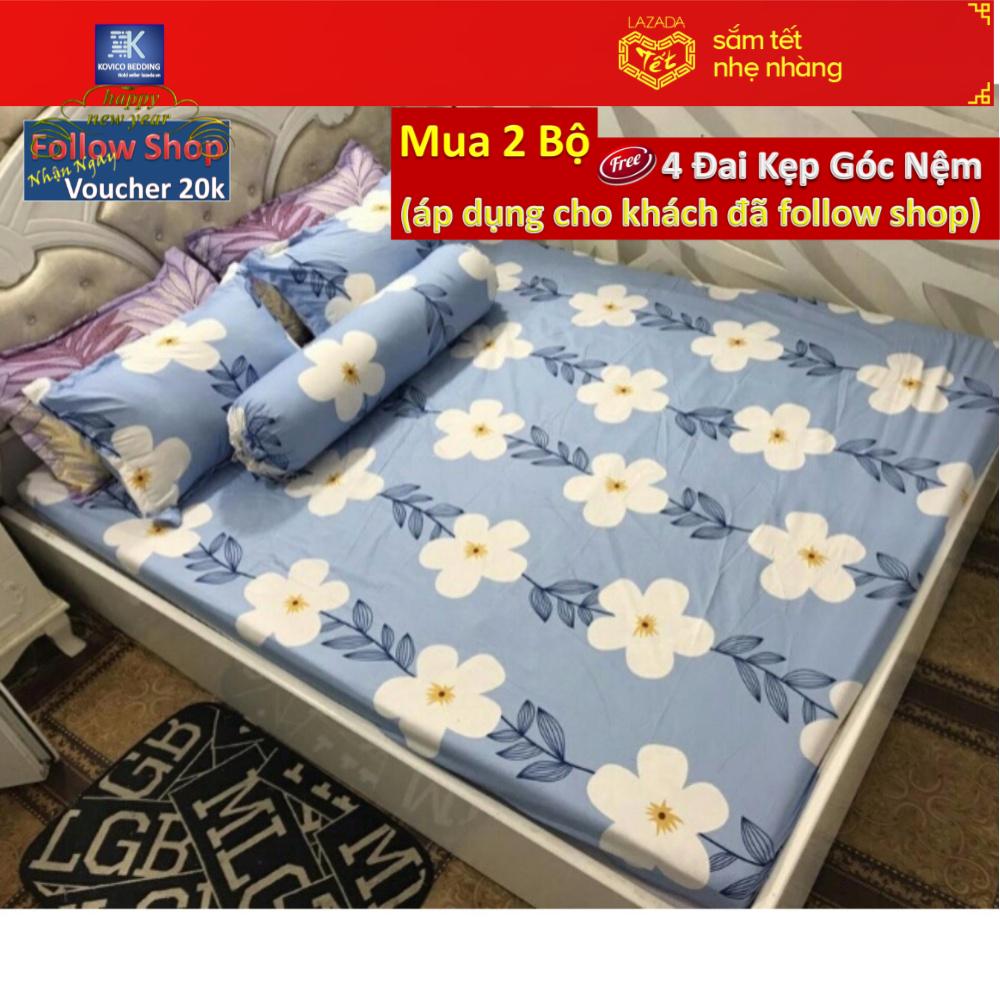 (FreeShip MAX) Bộ Ga - Gối- Gối ôm Poly Kovico Hoa Mai 1m8x2m