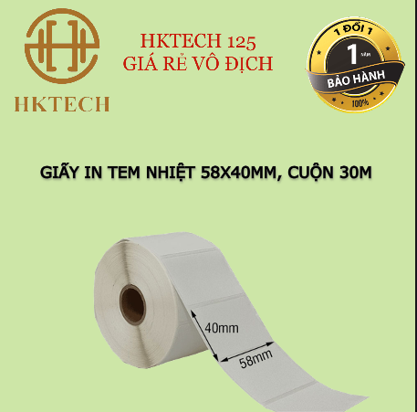 Giấy In Tem khổ 58x40mm, tem cân điện tử siêu thị, tem nhiệt in mã vạch, in nhãn 1 tem/hàng