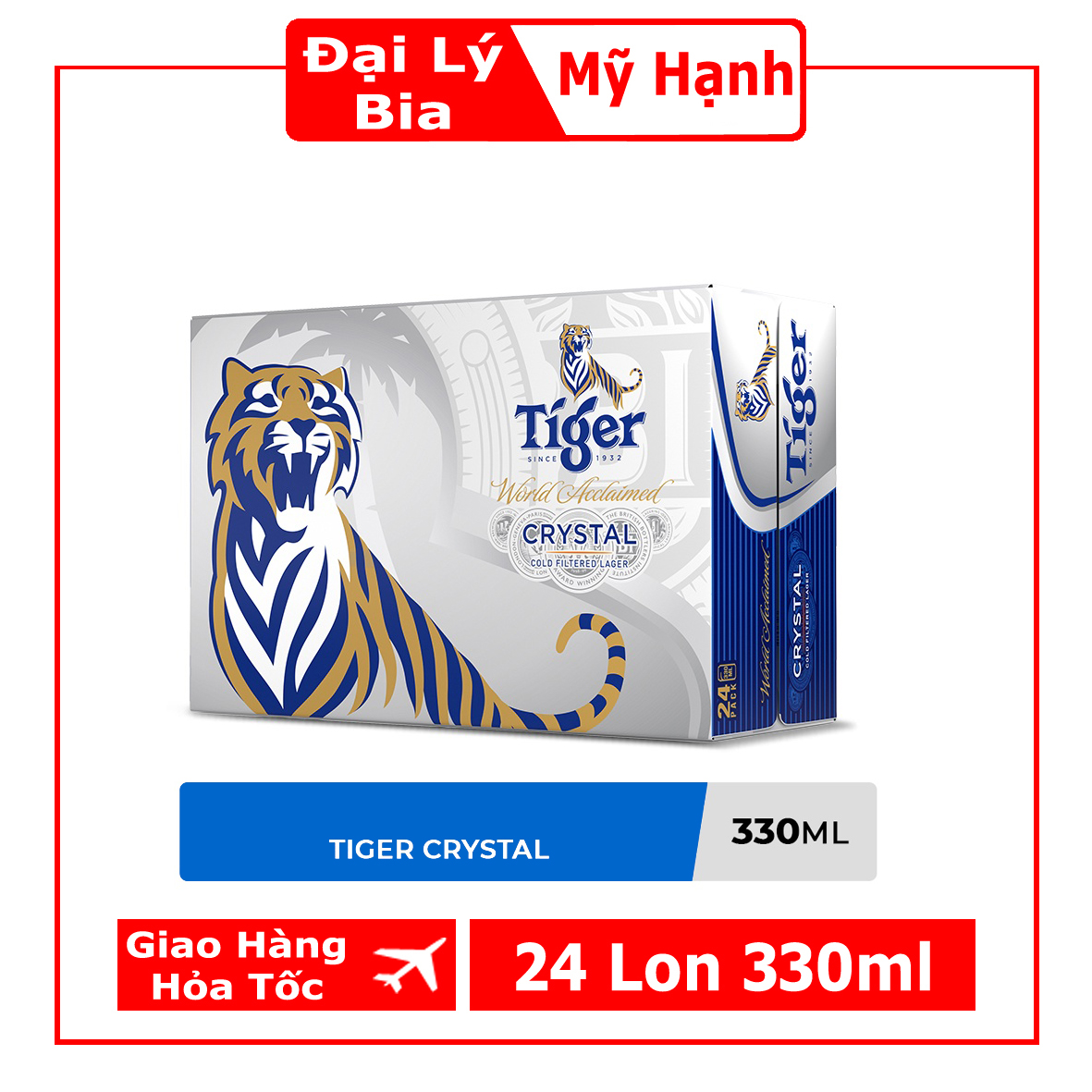 Thùng 24 Lon Bia Tiger Crystal 330ml (Tiger bạc)
