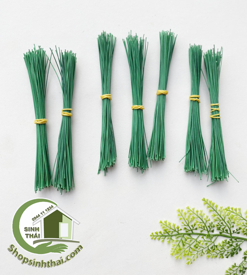 Bó dây kẽm cột hoa giả, dây kẽm ngắn màu xanh trang trí làm đồ thủ công mỹ nghệ - [ 1 bó dài 15cm ]