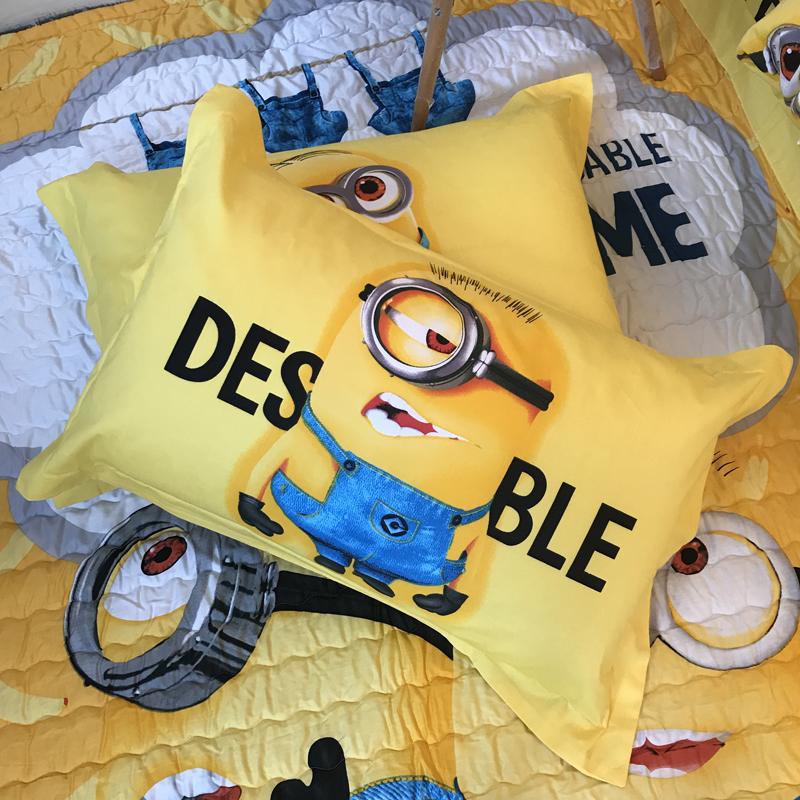 Bộ chăn ga gối LỤA Cotton hình MINION nhập khẩu Hàn nguyên set dành cho Con Yêu - Tất cả vì con